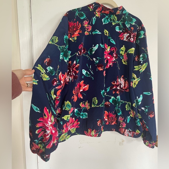 Susan Graver Blue Floral Bomber Jacket XL - Picture 7 of 7